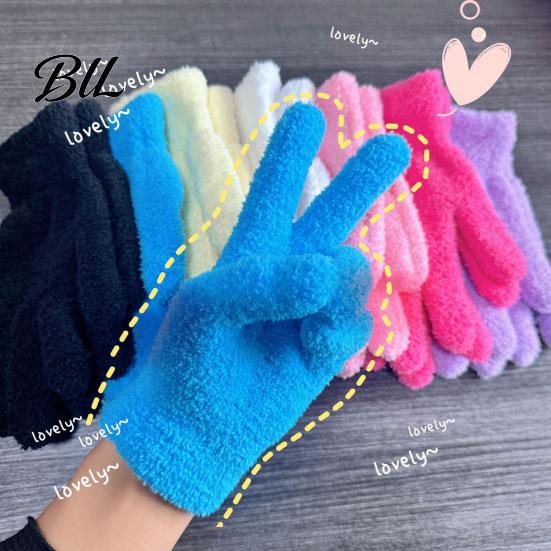 Fashionable Winter Handwear Warm Coral Fleece Gloves for Women, Soft Five Finger Comfortable Office Typing Mittens Gloves, Solid Color Thermal