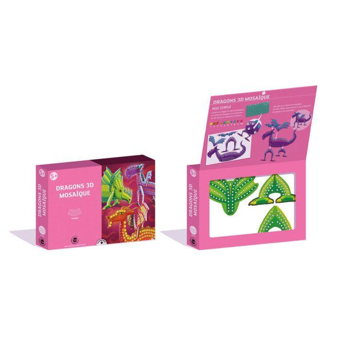 Kit loisirs créatifs enfant - Mosaïque dragons - 3D - 3 modèles