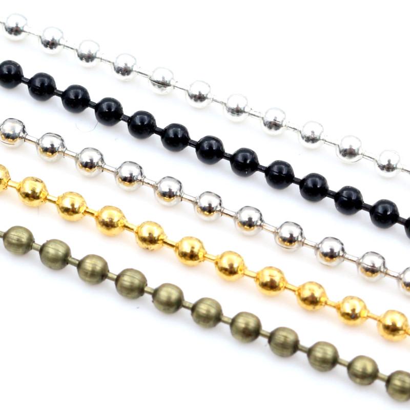 5 Meters/lot 1.5mm 2.0mm 2.4mm Gold Bronze Silver Plated  5 Colors Ball Beads Chain Necklace Beaded DIY Jewelry Findings