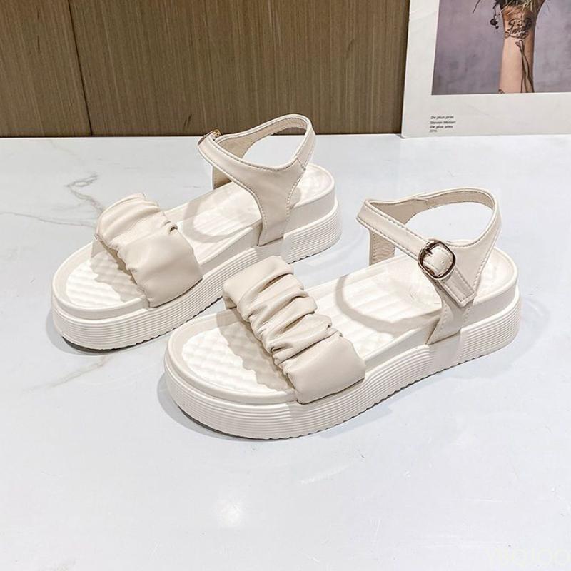 Fashion Trendy Summer New Women's Sandals Casual Daily Thick Bottom Non Slip Beach Solid Color Flat Sandals Sneakers Zapatos De Mujer