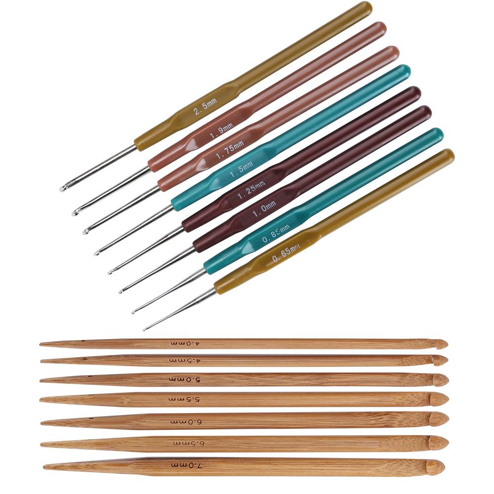 Crochet Set Sweater Needle Plastic Handle Fine Lace Knitting Carbonized Bamboo Crochets