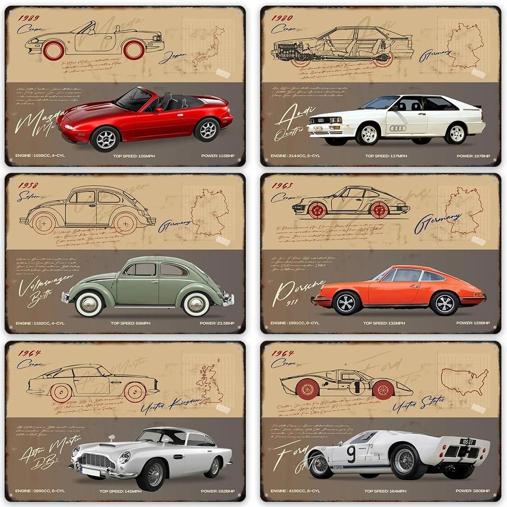 FJ Decor SUV Sedan Red Sports Car Metal Poster Beetle Retro Vintage Tin Signs Auto Club Garage Wall Art Decor
