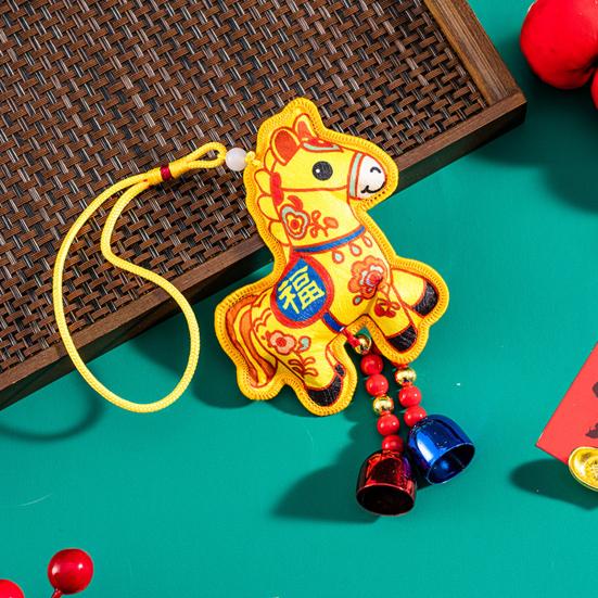 2026 Chinese New Hanging Pendant Zodiac Animal Year Horse Lucky Feng Shui Charm with Tassel/Bell