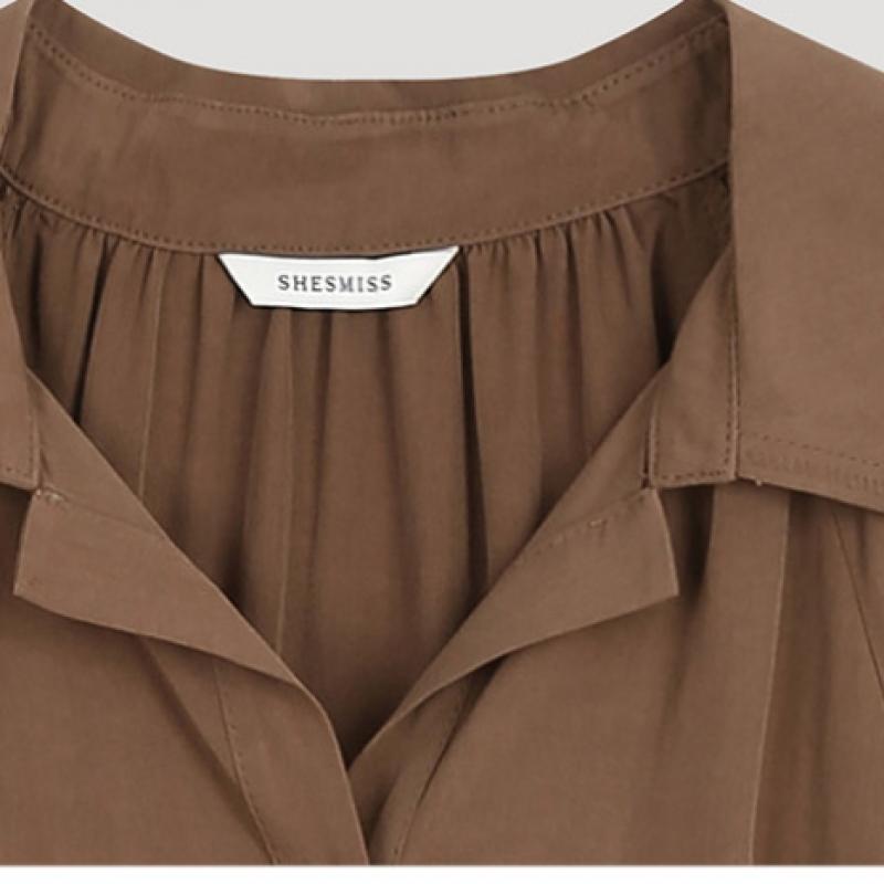  She S miSS  Pin Tuck Open Collar Shirt dreSS Swwopo22230 Br