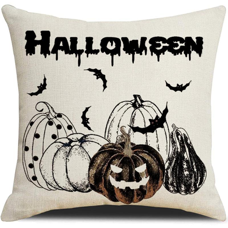Black and White Letters Pumpkin Halloween Pillowcase Cartoon Spider Funny Ghost Festival Sofa Set Combination Pillowcase