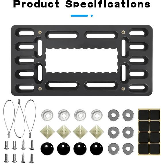 Car License Plate Frame, Vehicle Front Bumper License Plate Mounting Kit & Bracket Holder, Auto Bumper Tag Frame Mount Adapter With Ties, Universal