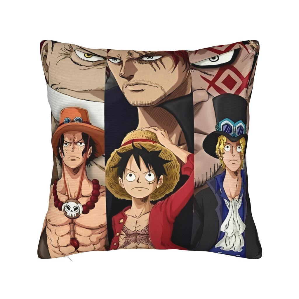 Luffy Anime Cool Luffy Square Pillow Cases Retro Anime Manga Cushion Covers Customized Zipper Decor Pillowcase for Sofa Xcm