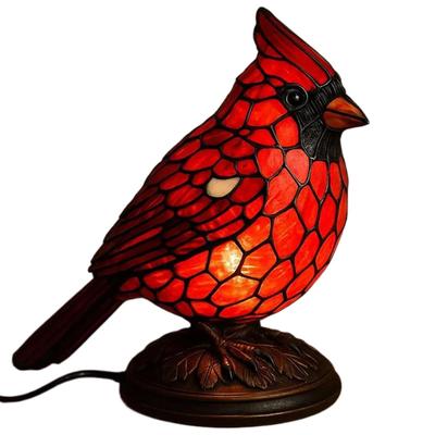 Resin Bird Lamp Decorative Red Bird Table Lamp Red Bird Night Light for Bedside Livingroom Bedroom Home Decoration