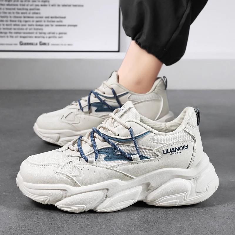 Autumn new student running sports leisure thick-soled heightening little white dad trendy shoes
