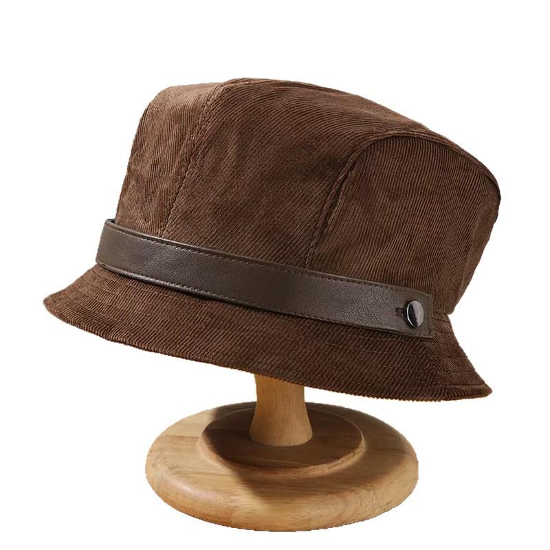 Women's High-End Corduroy Bucket Hat - Hepburn Style, Autumn/Winter Fedora & Sun Hat, Versatile for Cold Weather