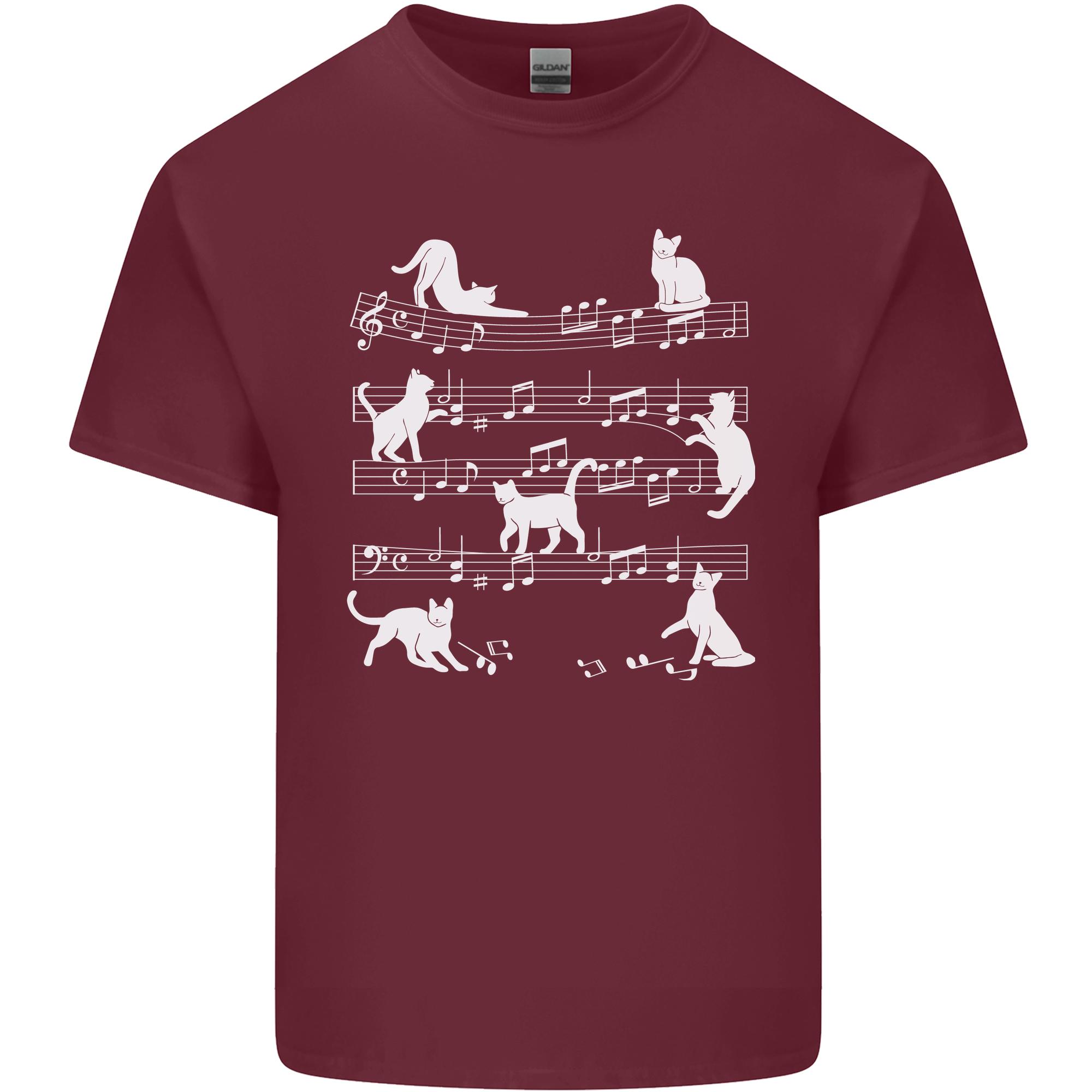 Cat Music Musical Notes Piano Guitar Unisexs Light Cotton TShirt S