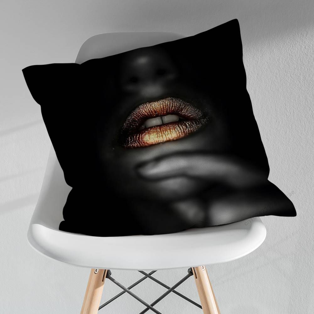 Golden Makeup Art Black Skin Throw Pillow Case Living Room Sofa Cushion Cover For Home Bedroom Decoration Protector