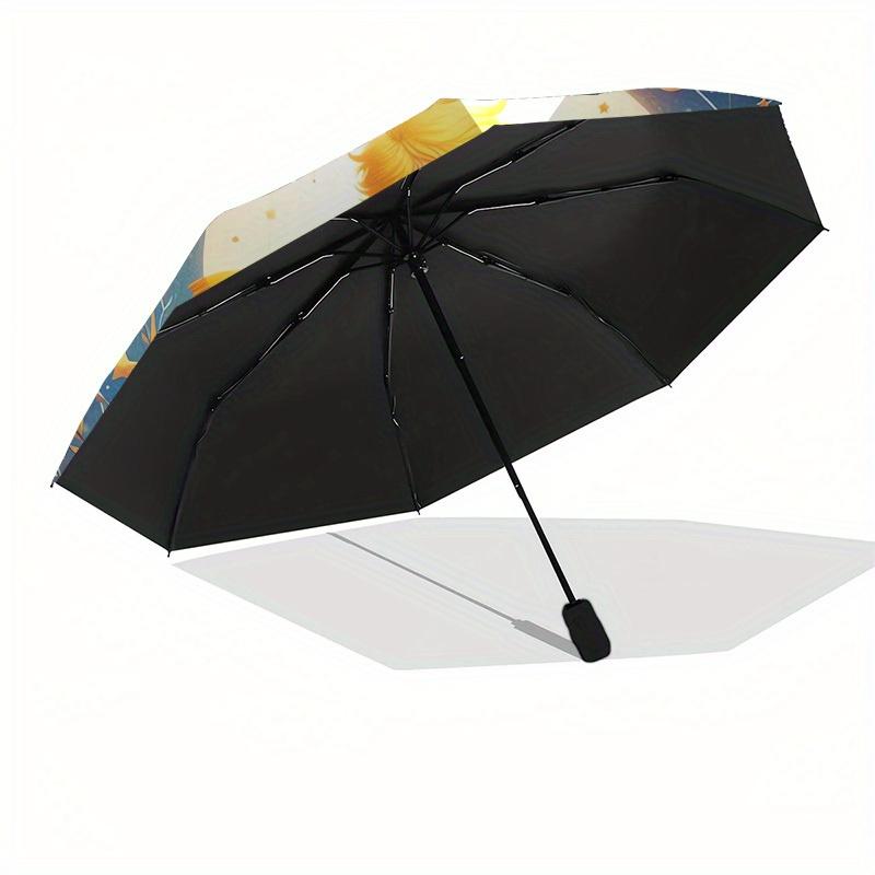 1pc Boy and Fox on Earth with Stars Umbrella with Plastic Handle,Suitable for All Seasons Home Travel Outdoor UmbrellaM960