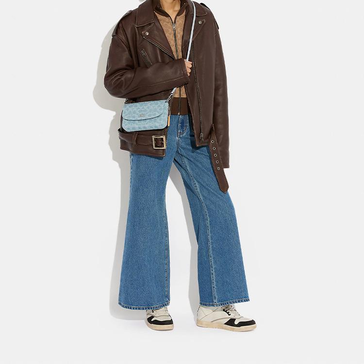 Coach Hayden Denim Refined Calfskin Crossbody Bags Small Women's Blue (Unisex) Crossbody Bags CK372 LHPBU
