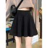 Black High-Waisted Woolen Pleated A-line Short Skirt for Women - Fluffy Umbrella Style for Spring and Autumn