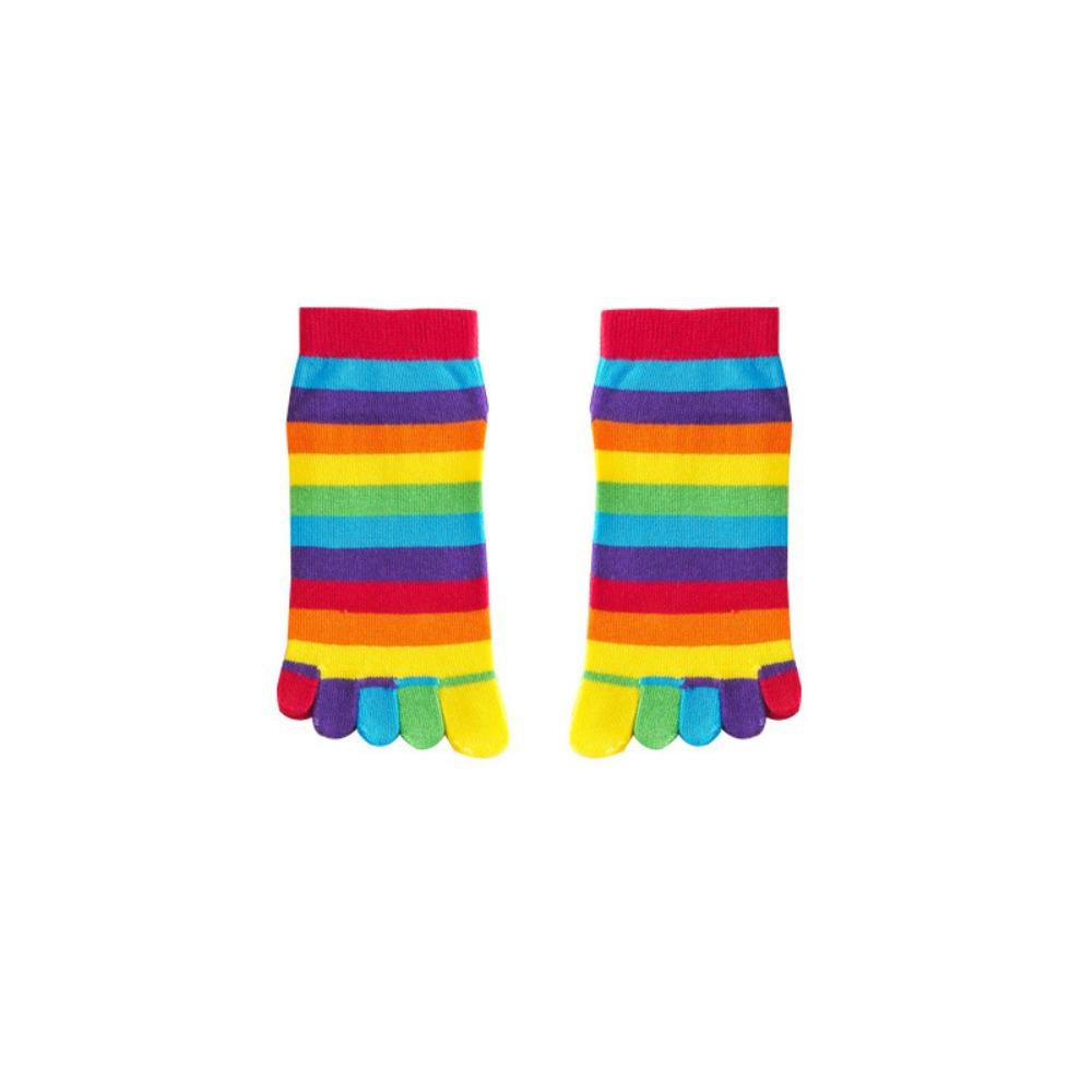 

High-quality Striped Cotton Socks Cotton Women Toe Socks Rainbow Five Fingers Socks Women Style Short