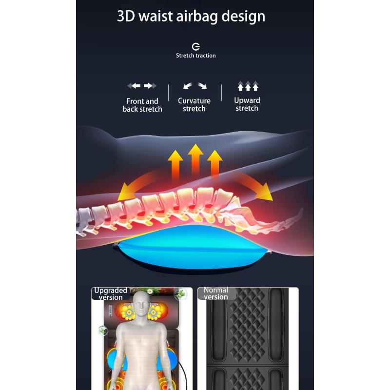 JINKAIRUI Full Body Electric Massage Mattress Multi-function Shoulder/Neck/Waist/Back Kneading Vibration Massage Pad with Heatin