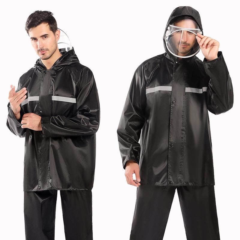 Reflective Waterproof Raincoat & Pants Set for Adults - Outdoor Protective Rainwear