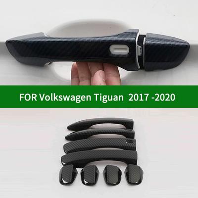 FOR Second Generation Volkswagen Tiguan R-Line 2017- Accessory Glossy Carbon Fibre Pattern Door Handle Covers Trim
