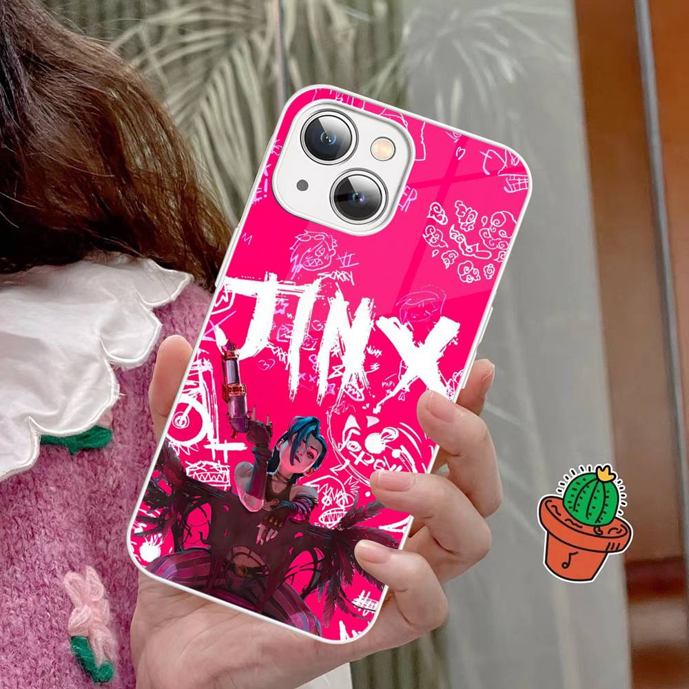 Arcane J-Jinx Anime Phone Case For IPhone 15 13 12 Mini 11 Pro XS Max X XR 14 Plus Tempered Glass Cover