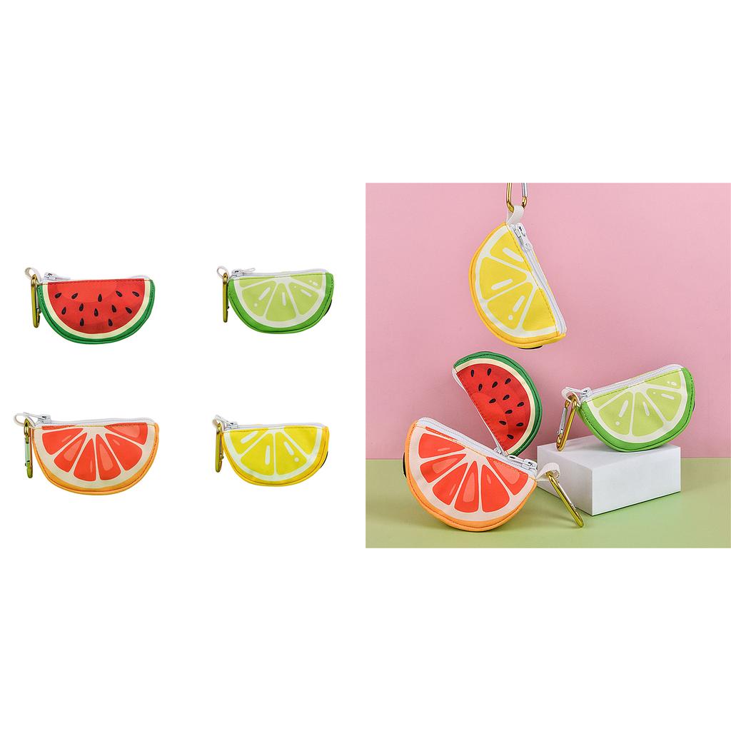 Zippered Dog Poop Bag Dispenser Hangable Dog Poop Bag Holder Outdoor Pet Walking Gear Fruit Print Pet Waste Bag Holder