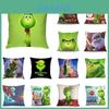Cozy Grinch 3d Printing Christmas Pillow Case In Super Soft Peach Skin For Festive Sofa Decor
