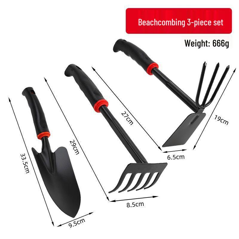 

Seaside Clam & Crab Tool Set: Rake, Shovel, Hoe for Beach Gardening and Seashell Collecting.