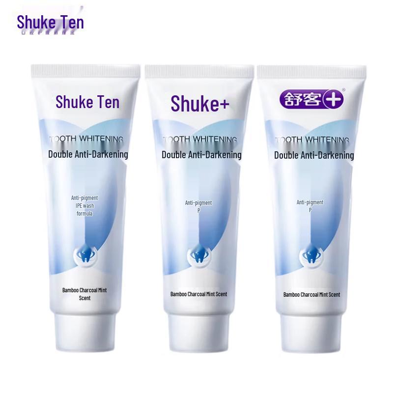Shuke Dual Action Whitening Toothpaste - Bamboo Charcoal Mint, 3-Pack