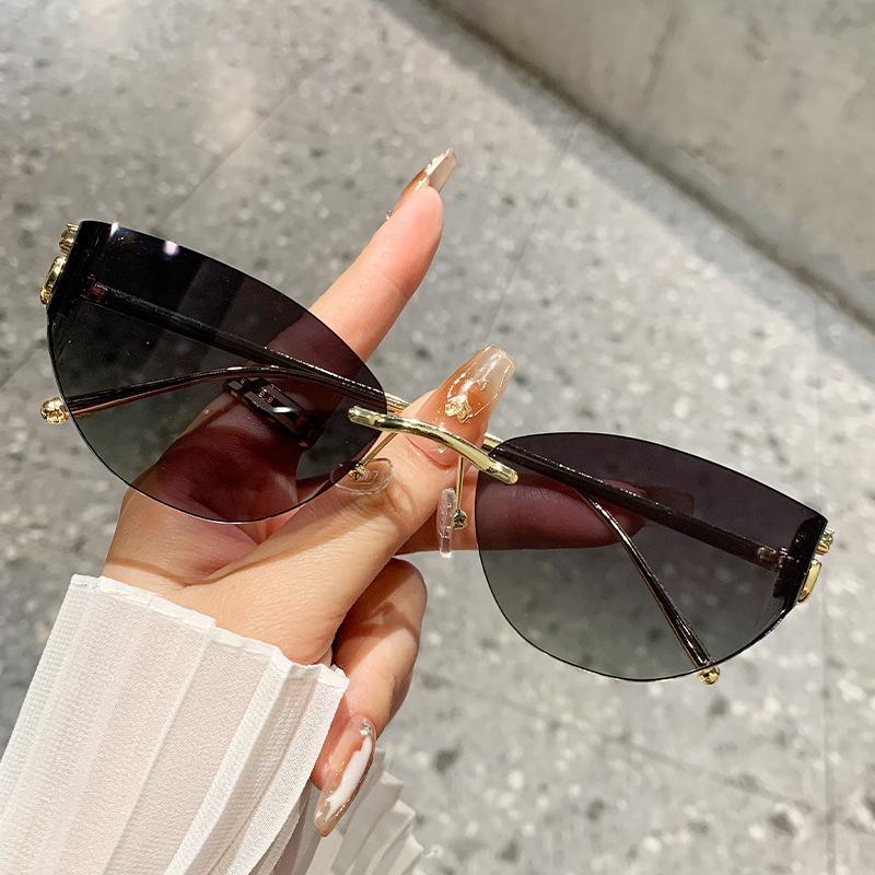 

Luxury Brand Fashion Sexy Cat Eye Sunglasses Rimless Women Men Designer Sun Glasses Gradient Shades Uv400 Oculo Eyewear