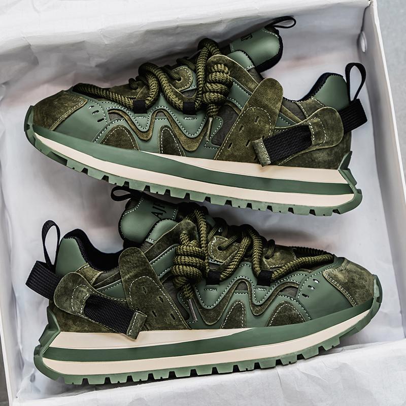 

Мужская обувь, новые модные кроссовки с толстой подошвой, увеличивающие рост, для активного отдыха, противоскользящие, удобные, повседневные кроссовки 44 зелёный