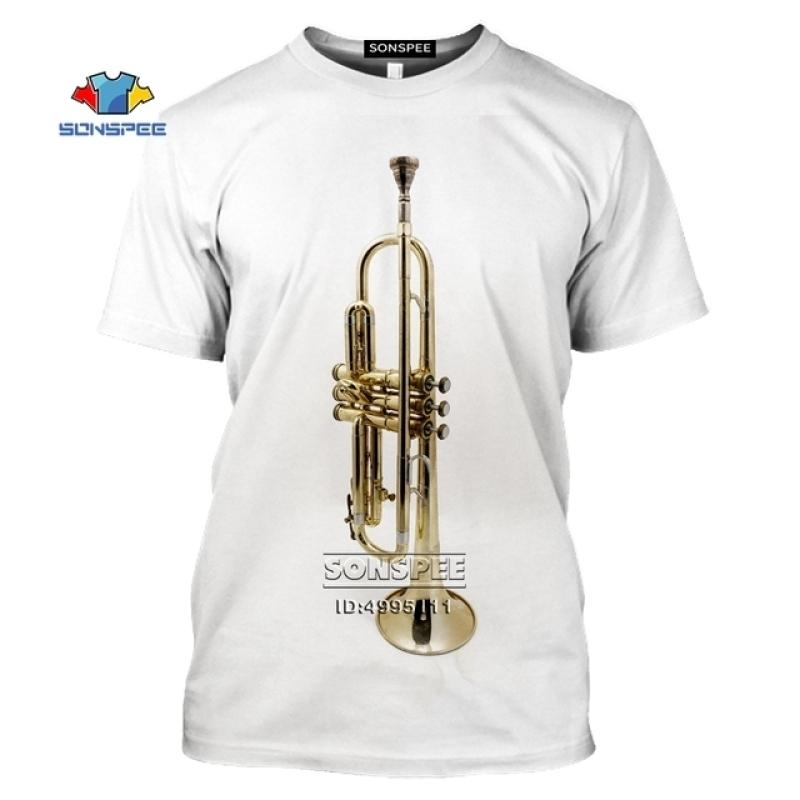 

2022 Мужская футболка с 3d принтом трубы, классический музыкальный инструмент, с коротким рукавом, унисекс, повседневная рубашка, топ в стиле хип-хоп, мужские и женские Xxs-6xl 3XL