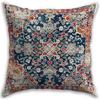 Vintage Boho Floral Print Throw Pillow Cover 18x18 - Orange, Blue, Teal - Retro Rust Floral Decor Pillowcase | Indoor Outdoor Cushion Case for Sofa