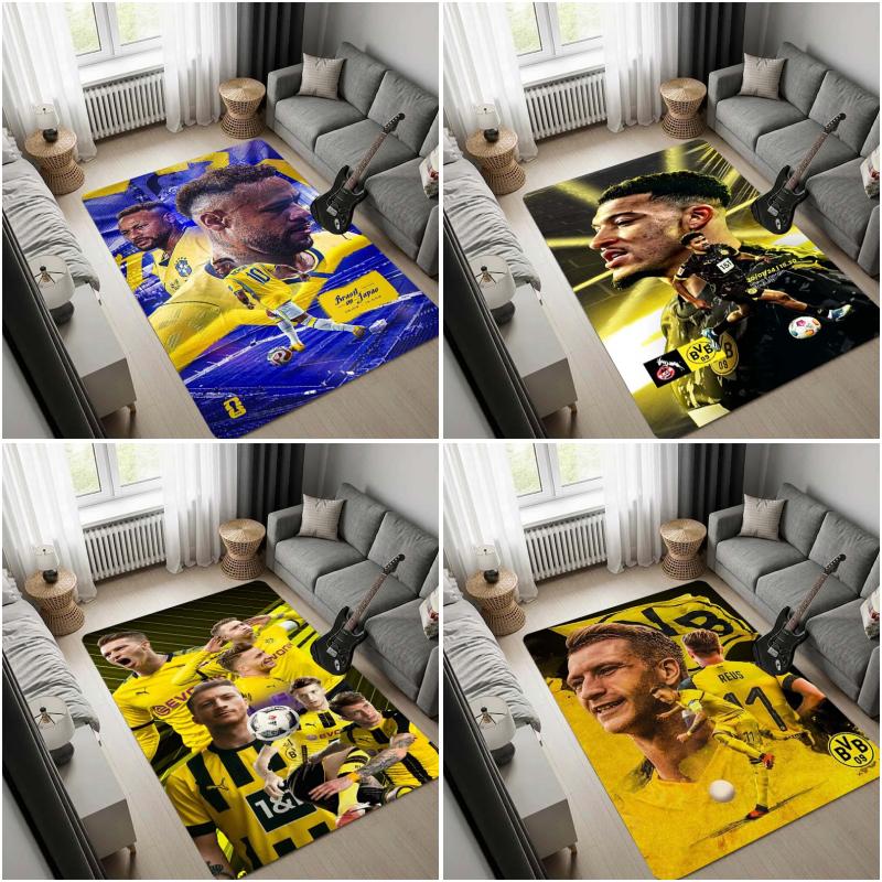 Borussia Dortmund BVB Schwarz Gelb Slogan Area Rug Non Slip Floor Carpet Living Room Game Room Football Fan Home Decor