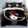 Portrait, hat, bow, text. Bedding sets Duvet cover sets Duvet covers Pillowcases(1*Duvet Cover 2*Pillowcases without duvet insert)