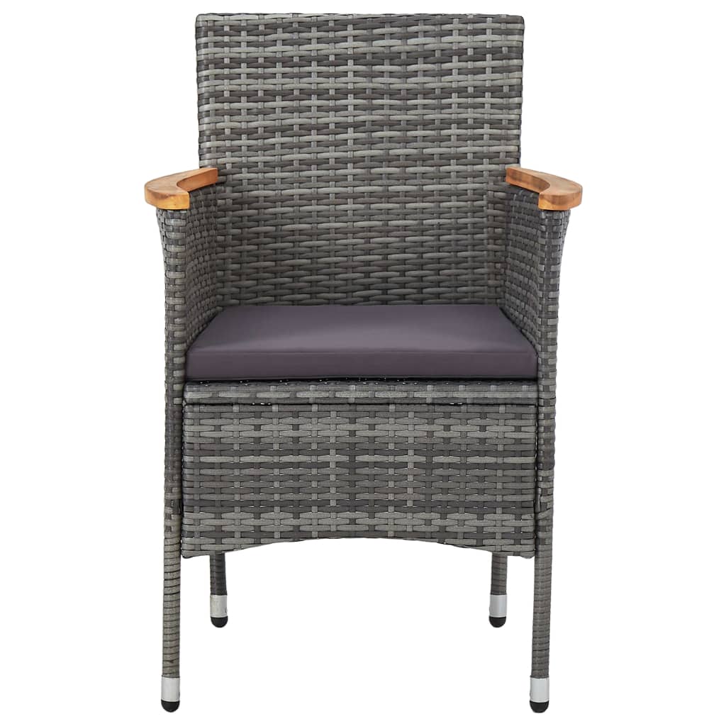 Garden Dining Chairs 2 pcs Grey Poly Rattan