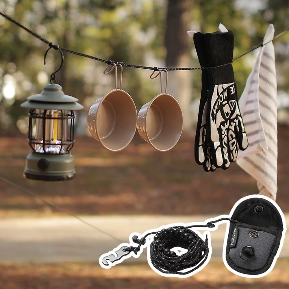 3 Meters Hanger-free Reflective Windproof Adjustable Portable Storage Rope Outdoor Bead-type Cothesline for Outdoor Camping