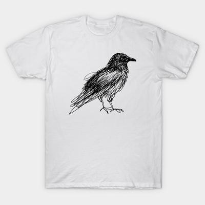 Men Black Print T-shirt Crow (Black) No-Cut Transfer Paper Print Cotton Tshirt