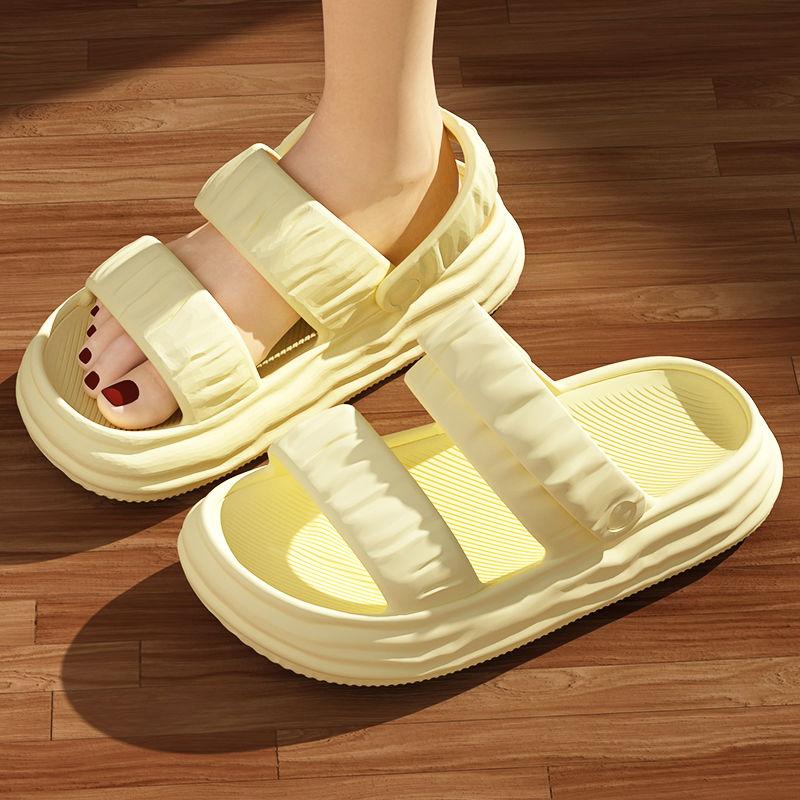 WTEMPO Fashionable EVA Sandals for Women's Versatile Dual Purpose Buckle Thick Sole Flat Heel Comfortable Non-slip Breathable Casual Beach Slippers