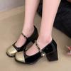 French Mary Jane Small Leather Shoes Women's Summer 2025 New Thick Heel High Flat Heel Shoes Temperament Small Fragrant Single Shoes Women