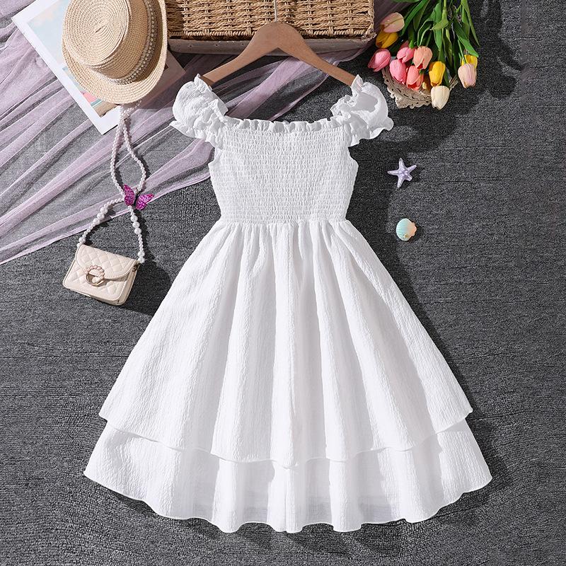 Modisches Sommerkleid für Mädchen, Kinder-Neckholder-Einschulterkleid