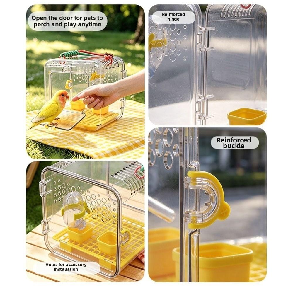 Porte-oiseau Portable Cage de Voyage Transparente pour Oiseaux Cage à Emporter pour Perroquets Voyages Courts
