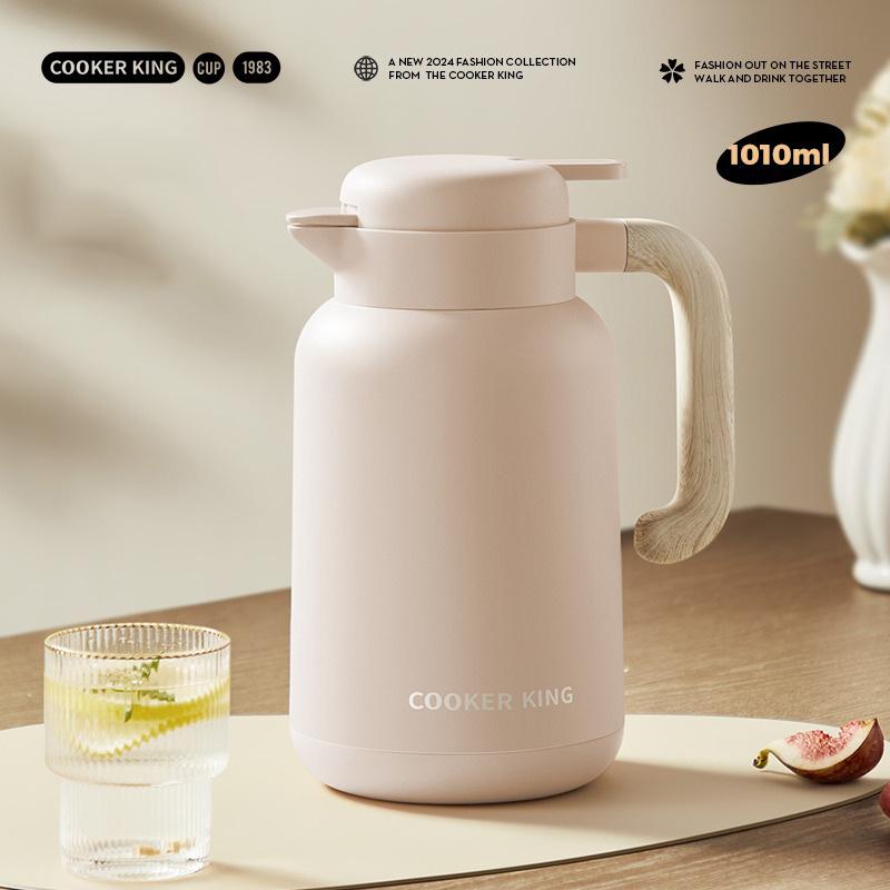 

COOKER KING Brewing Pot Cold Insulation Glass Liner Hot Water Bottle Insulated Pot Home/Office Coffee Kettle Tea Thermos Pot розовый