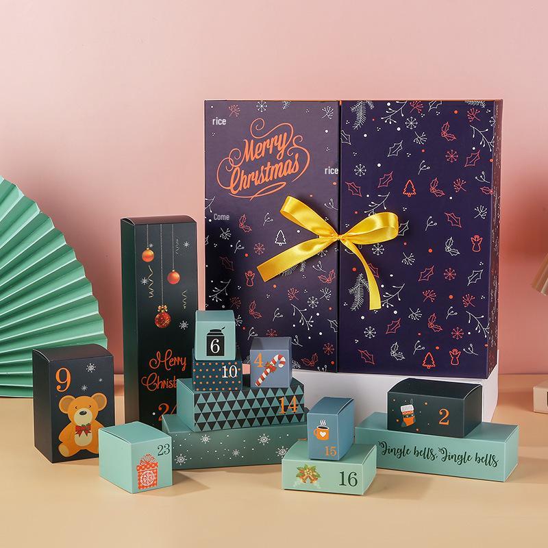 Prázdninový odpočítávací kosmetický překvapivý box: Dárková sada čokolády, sušenek a cukroví