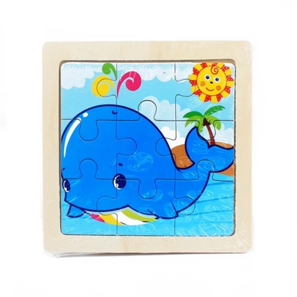 Kids Toy Wood Puzzle Small Size 11*11cm Wooden 3D Puzzle Jigsaw for Children Baby Cartoon Animal/Traffic Puzzles Educational Toy
