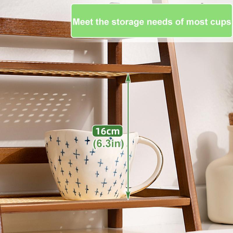 1Pc Storage Rack Bedroom 2-layer Kitchen Cup Holder Work Storage Rack Display Rack Vine Weaving