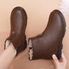 Winter Women Genuine Leather Flats Casual Ankle Boots Women's Thick Plush Warm Snow Boots Mother Waterproof Non-slip Booties