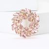 Classical Olive Branch Circle Badges for Women Crystal Round Flowers Party Office Brooch Pins Gifts
