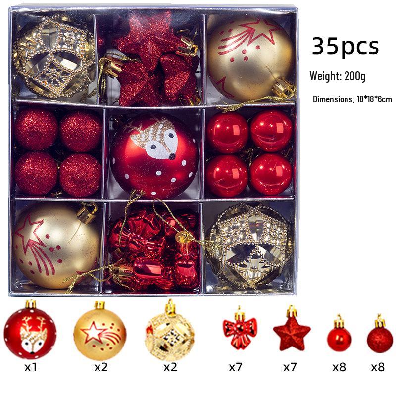 Set of 35 Electroplated Bright Plastic Christmas Ball Ornaments for Window Displays and Decorations