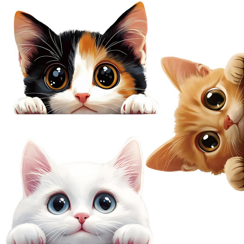 ZQX Realistic Cat Car Cute and Cover Funny Animal Stickers for DIY Decorations for Doors and Set of 3 Decals, Fun, Scratches, Motorcycles, Entrances,