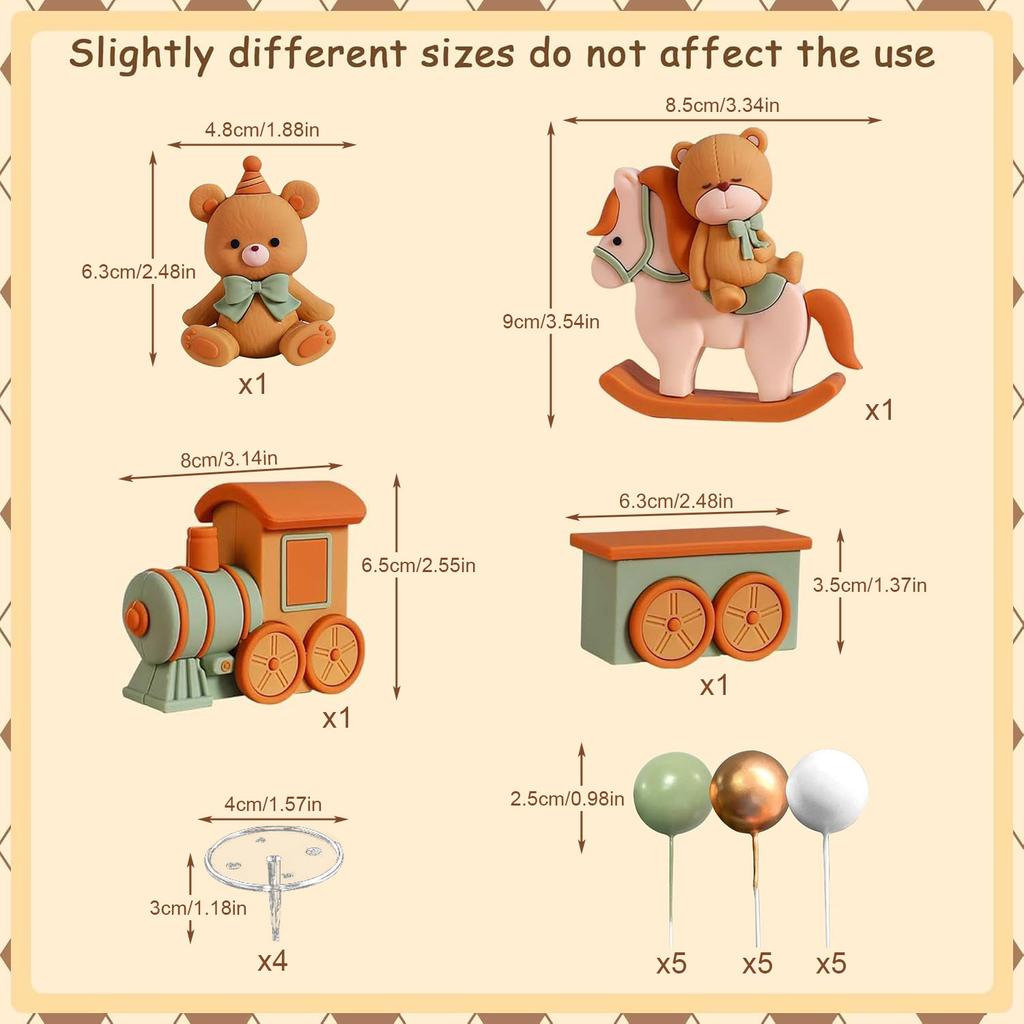 Bear Cake Decoration  Natural Baby Shower Cake Topper Bears Train Cake Decoration Baby Shower Birthday Cake Decoration